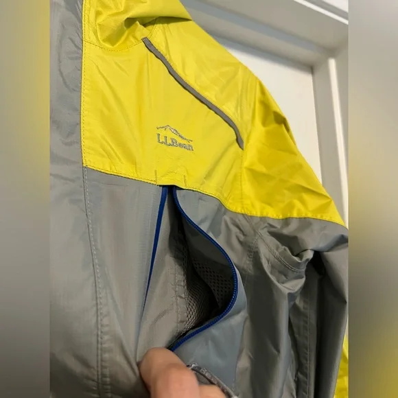 L.L. Bean Youth L Rain Jacket Gray Yellow Waterproof Reflective Outdoor Shell - Picture 6 of 16